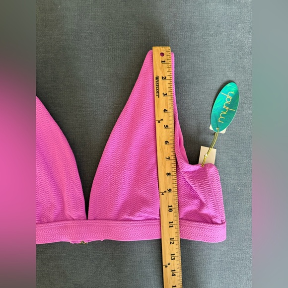 Mynah Womens Pink Textured Bikini Top XL Adjustable Strap V Neck Buckle New - Picture 9 of 9
